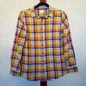 Cat & Jack Multicolored checkered long-sleeved button down shirt. Kid's size XL.